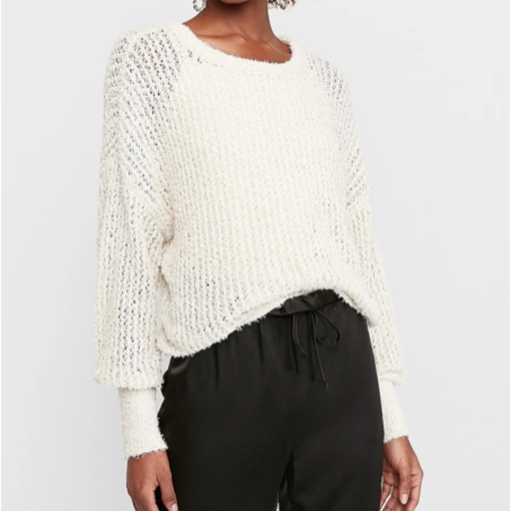 Eyelash Fringe Open Stitch Pullover Sweater - Picture 1 of 6